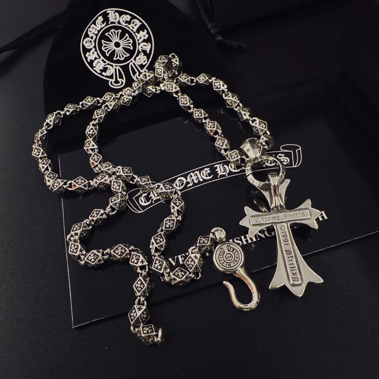 Chrome Hearts Silver Cross Pendant Necklace